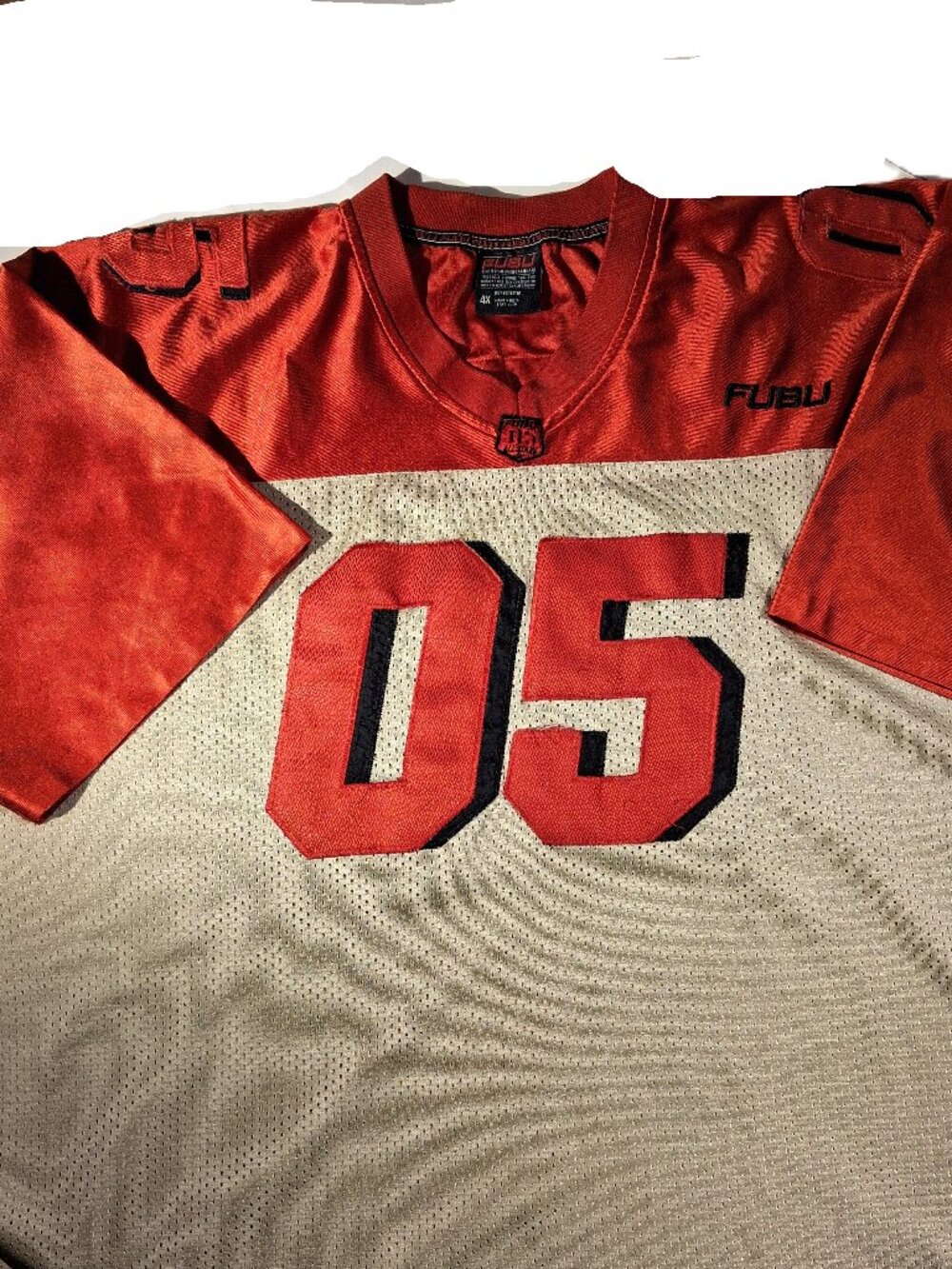 Vintage FUBU All Stars Jersey 05 RARE RED/TAN Oversized 4X Streetwear Y2K GUC